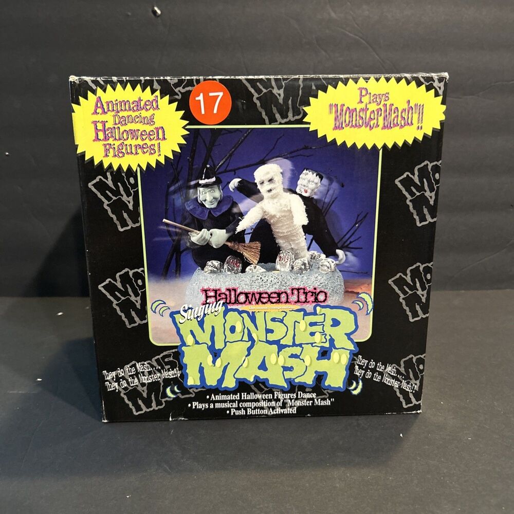 1997 GEMMY INDUSTRIES HALLOWEEN TRIO SINGING MONSTER MASH NO MOTION